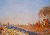 White Canvas Paintings - The Plain of Colombes White Frost